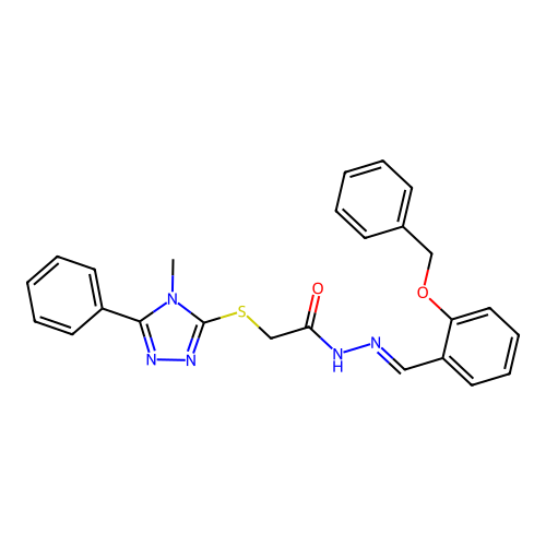 (E)-N'-(2-(benzyloxy)benzylidene)-2-((4-methyl-5-phenyl-4H-1,2,4-triazol-3-yl)thio)acetohydrazide structure