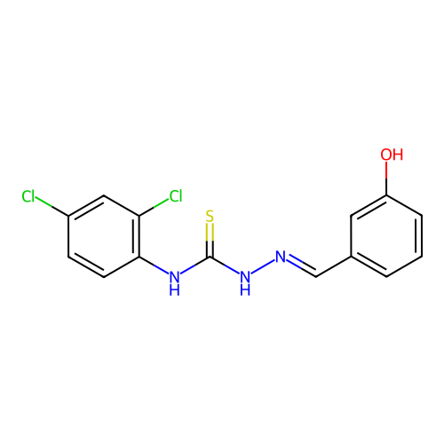 (2E)-N-(2,4-dichlorophenyl)-2-(3-hydroxybenzylidene)hydrazinecarbothioamide structure