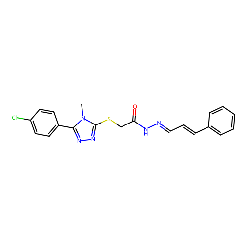 (E)-2-((5-(4-chlorophenyl)-4-methyl-4H-1,2,4-triazol-3-yl)thio)-N'-((E)-3-phenylallylidene)acetohydrazide structure