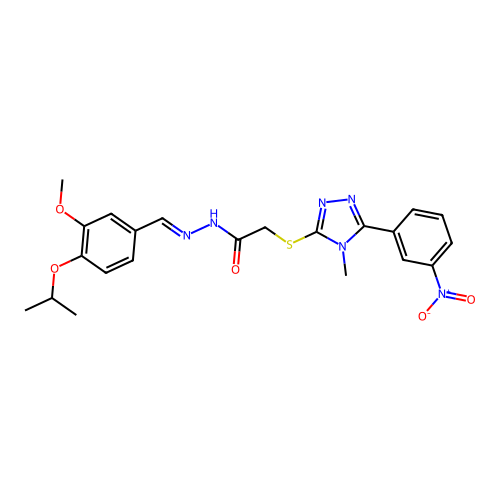 (E)-N'-(4-isopropoxy-3-methoxybenzylidene)-2-((4-methyl-5-(3-nitrophenyl)-4H-1,2,4-triazol-3-yl)thio)acetohydrazide structure