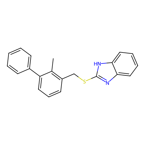 2-{[(2-methylbiphenyl-3-yl)methyl]sulfanyl}-1H-benzimidazole structure