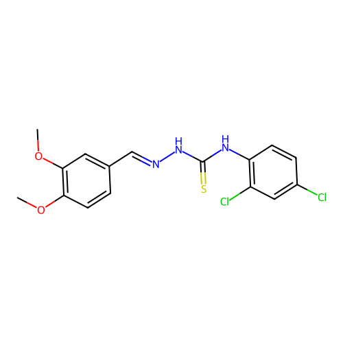 (2E)-N-(2,4-dichlorophenyl)-2-(3,4-dimethoxybenzylidene)hydrazinecarbothioamide structure