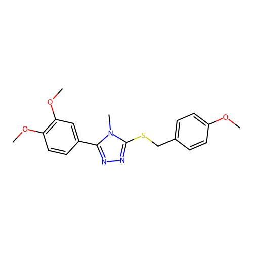 3-(3,4-dimethoxyphenyl)-5-[(4-methoxybenzyl)sulfanyl]-4-methyl-4H-1,2,4-triazole structure