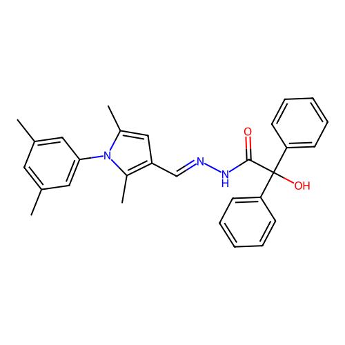 (E)-N'-((1-(3,5-dimethylphenyl)-2,5-dimethyl-1H-pyrrol-3-yl)methylene)-2-hydroxy-2,2-diphenylacetohydrazide structure