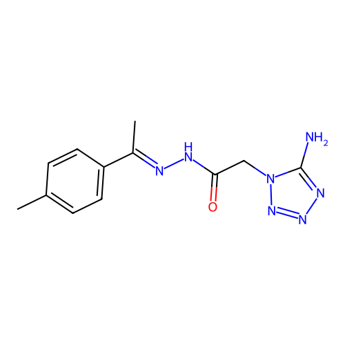 (E)-2-(5-amino-1H-tetrazol-1-yl)-N'-(1-(p-tolyl)ethylidene)acetohydrazide structure