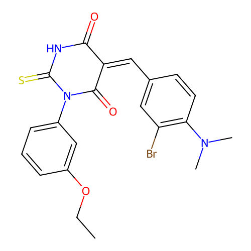 (5Z)-5-[[3-bromo-4-(dimethylamino)phenyl]methylidene]-1-(3-ethoxyphenyl)-2-sulfanylidene-1,3-diazinane-4,6-dione structure