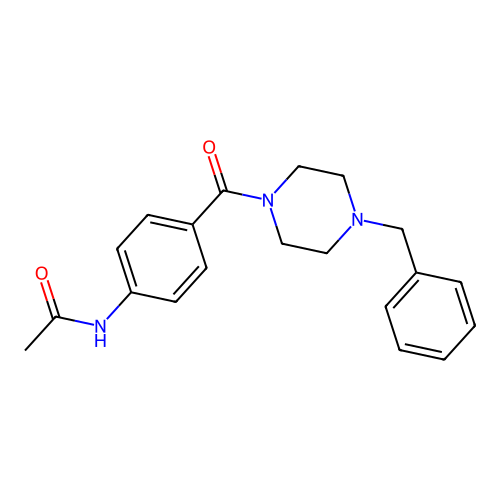 N-[4-(4-benzylpiperazine-1-carbonyl)phenyl]acetamide structure