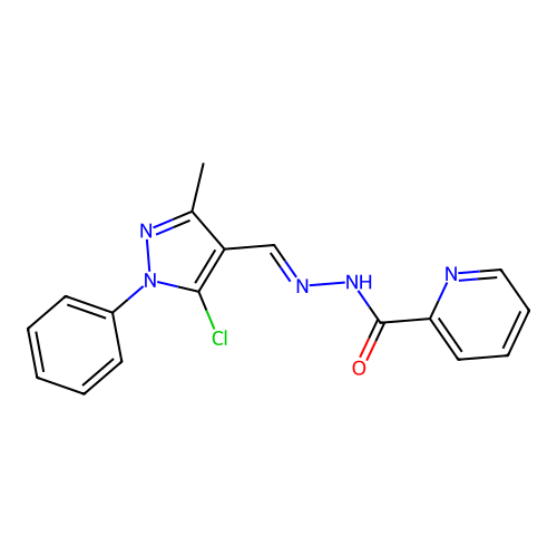 (E)-N'-((5-chloro-3-methyl-1-phenyl-1H-pyrazol-4-yl)methylene)picolinohydrazide structure