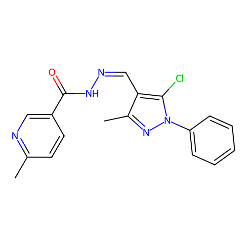 N'-[(Z)-(5-chloro-3-methyl-1-phenyl-1H-pyrazol-4-yl)methylidene]-6-methylpyridine-3-carbohydrazide structure