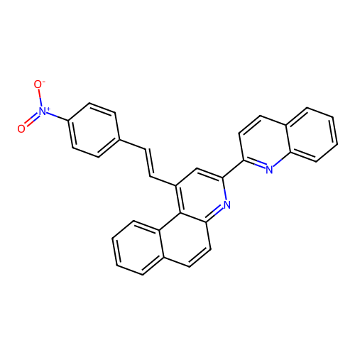 1-[(E)-2-(4-nitrophenyl)ethenyl]-3-(quinolin-2-yl)benzo[f]quinoline structure