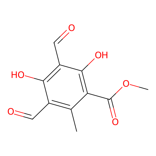 Benzoic acid, 3,5-diformyl-2,4-dihydroxy-6-methyl-, methyl ester structure