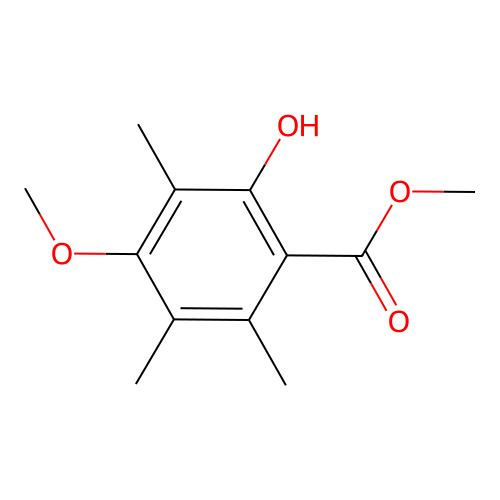 Benzoic acid, 2-hydroxy-4-methoxy-3,5,6-trimethyl-, methyl ester structure