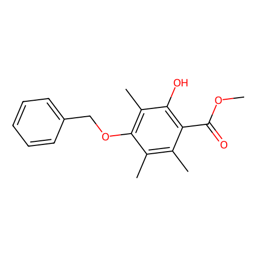 Benzoic acid, 2-hydroxy-3,5,6-trimethyl-4-(phenylmethoxy)-, methyl ester structure