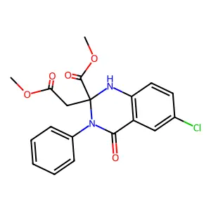 2-Quinazolineacetic acid, 6-chloro-1,2,3,4-tetrahydro-2-(methoxycarbonyl)-4-oxo-3-phenyl-, methyl ester structure