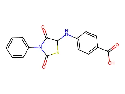 4-[(2,4-Dioxo-3-phenyl-1,3-thiazolidin-5-yl)amino]benzoic acid structure