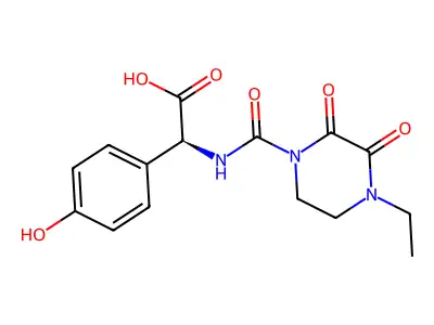 (((4-Ethyl-2,3-dioxopiperazin-1-yl)carbonyl)amino)(4-hydroxyphenyl)acetic acid structure