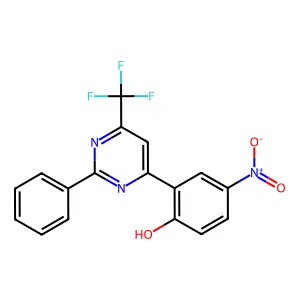 4-Nitro-2-(2-phenyl-6-(trifluoromethyl)pyrimidin-4-yl)phenol structure