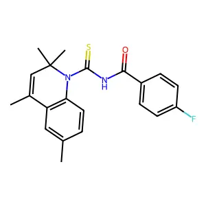 4-fluoro-N-(2,2,4,6-tetramethylquinoline-1-carbothioyl)benzamide structure