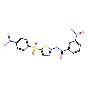 3-nitro-N-(5-((4-nitrophenyl)sulfonyl)thiazol-2-yl)benzamide structure