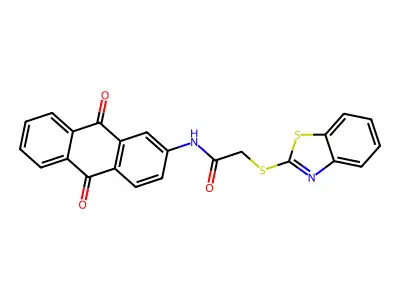 2-(1,3-benzothiazol-2-ylsulfanyl)-N-(9,10-dioxoanthracen-2-yl)acetamide structure