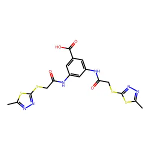 3,5-Bis[[2-[(5-methyl-1,3,4-thiadiazol-2-yl)sulfanyl]acetyl]amino]benzoic acid structure