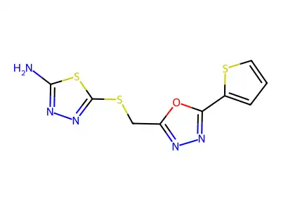 5-(((5-(Thiophen-2-yl)-1,3,4-oxadiazol-2-yl)methyl)thio)-1,3,4-thiadiazol-2-amine structure