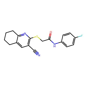 2-[(3-cyano-5,6,7,8-tetrahydroquinolin-2-yl)sulfanyl]-N-(4-fluorophenyl)acetamide structure