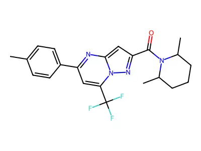 (2,6-dimethylpiperidin-1-yl)-[5-(4-methylphenyl)-7-(trifluoromethyl)pyrazolo[1,5-a]pyrimidin-2-yl]methanone structure