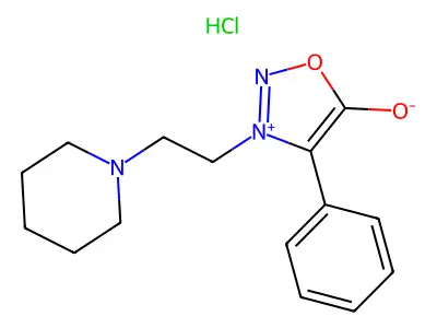 Sydnone, 4-phenyl-3-(2-piperidinoethyl)-, monohydrochloride structure