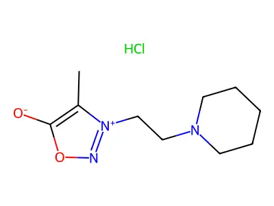Sydnone, 4-methyl-3-(2-piperidinoethyl)-, monohydrochloride structure