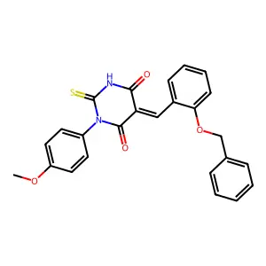 (5Z)-1-(4-methoxyphenyl)-5-[(2-phenylmethoxyphenyl)methylidene]-2-sulfanylidene-1,3-diazinane-4,6-dione structure