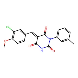 (5Z)-5-(3-chloro-4-methoxybenzylidene)-1-(3-methylphenyl)pyrimidine-2,4,6(1H,3H,5H)-trione structure