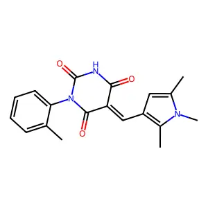 (5E)-1-(2-methylphenyl)-5-[(1,2,5-trimethylpyrrol-3-yl)methylidene]-1,3-diazinane-2,4,6-trione structure