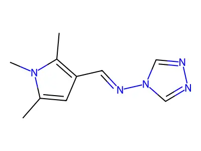 N-[(E)-(1,2,5-trimethyl-1H-pyrrol-3-yl)methylidene]-4H-1,2,4-triazol-4-amine structure