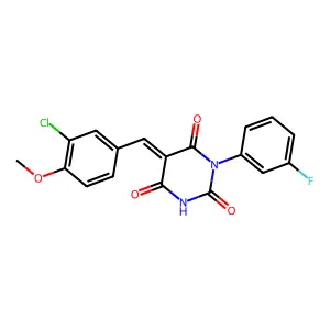(5Z)-5-(3-chloro-4-methoxybenzylidene)-1-(3-fluorophenyl)pyrimidine-2,4,6(1H,3H,5H)-trione structure