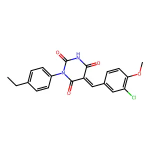 (5Z)-5-(3-chloro-4-methoxybenzylidene)-1-(4-ethylphenyl)pyrimidine-2,4,6(1H,3H,5H)-trione structure
