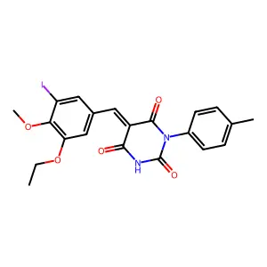 (5E)-5-(3-ethoxy-5-iodo-4-methoxybenzylidene)-1-(4-methylphenyl)pyrimidine-2,4,6(1H,3H,5H)-trione structure