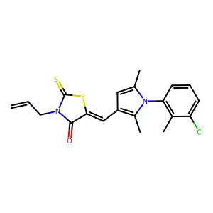(5Z)-5-[[1-(3-chloro-2-methylphenyl)-2,5-dimethylpyrrol-3-yl]methylidene]-3-prop-2-enyl-2-sulfanylidene-1,3-thiazolidin-4-one structure
