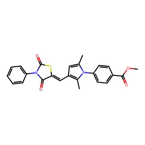 (Z)-methyl 4-(3-((2,4-dioxo-3-phenylthiazolidin-5-ylidene)methyl)-2,5-dimethyl-1H-pyrrol-1-yl)benzoate structure