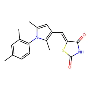 (5Z)-5-[[1-(2,4-dimethylphenyl)-2,5-dimethylpyrrol-3-yl]methylidene]-1,3-thiazolidine-2,4-dione structure