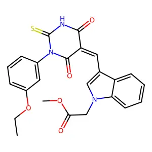 methyl 2-[3-[(E)-[1-(3-ethoxyphenyl)-4,6-dioxo-2-sulfanylide structure