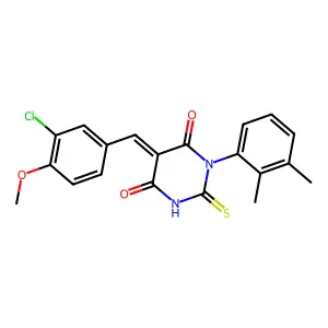 (5Z)-5-(3-chloro-4-methoxybenzylidene)-1-(2,3-dimethylphenyl)-2-thioxodihydropyrimidine-4,6(1H,5H)-dione structure