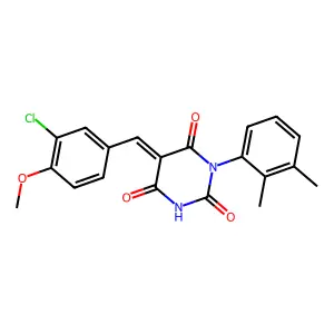 (5Z)-5-(3-chloro-4-methoxybenzylidene)-1-(2,3-dimethylphenyl)pyrimidine-2,4,6(1H,3H,5H)-trione structure