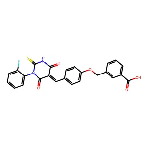 3-[[4-[(E)-[1-(2-fluorophenyl)-4,6-dioxo-2-sulfanylidene-1,3 structure