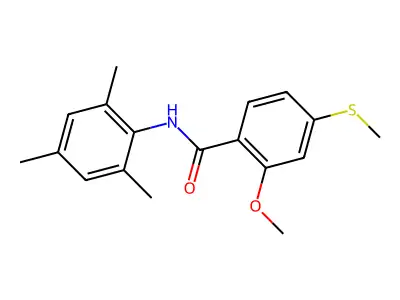 2-methoxy-4-(methylsulfanyl)-N-(2,4,6-trimethylphenyl)benzamide structure