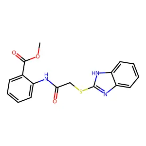 methyl 2-{[(1H-benzimidazol-2-ylsulfanyl)acetyl]amino}benzoate structure