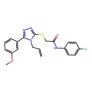 N-(4-fluorophenyl)-2-[[5-(3-methoxyphenyl)-4-prop-2-enyl-1,2,4-triazol-3-yl]sulfanyl]acetamide structure