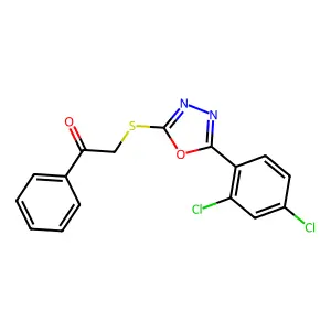 2-((5-(2,4-Dichlorophenyl)-1,3,4-oxadiazol-2-yl)thio)-1-phenylethanone structure