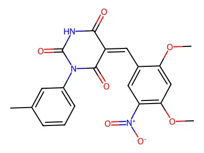 (5Z)-5-[(2,4-dimethoxy-5-nitrophenyl)methylidene]-1-(3-methylphenyl)-1,3-diazinane-2,4,6-trione structure