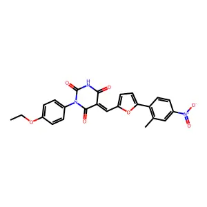 (5Z)-1-(4-ethoxyphenyl)-5-[[5-(2-methyl-4-nitrophenyl)furan-2-yl]methylidene]-1,3-diazinane-2,4,6-trione structure